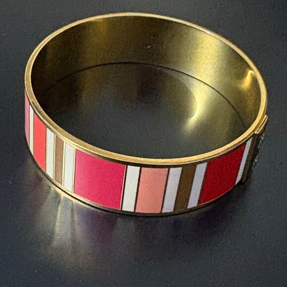 Coach New York Gold-Tone Enamel Bangle Bracelet With Multicolor Stripes - Picture 3 of 8